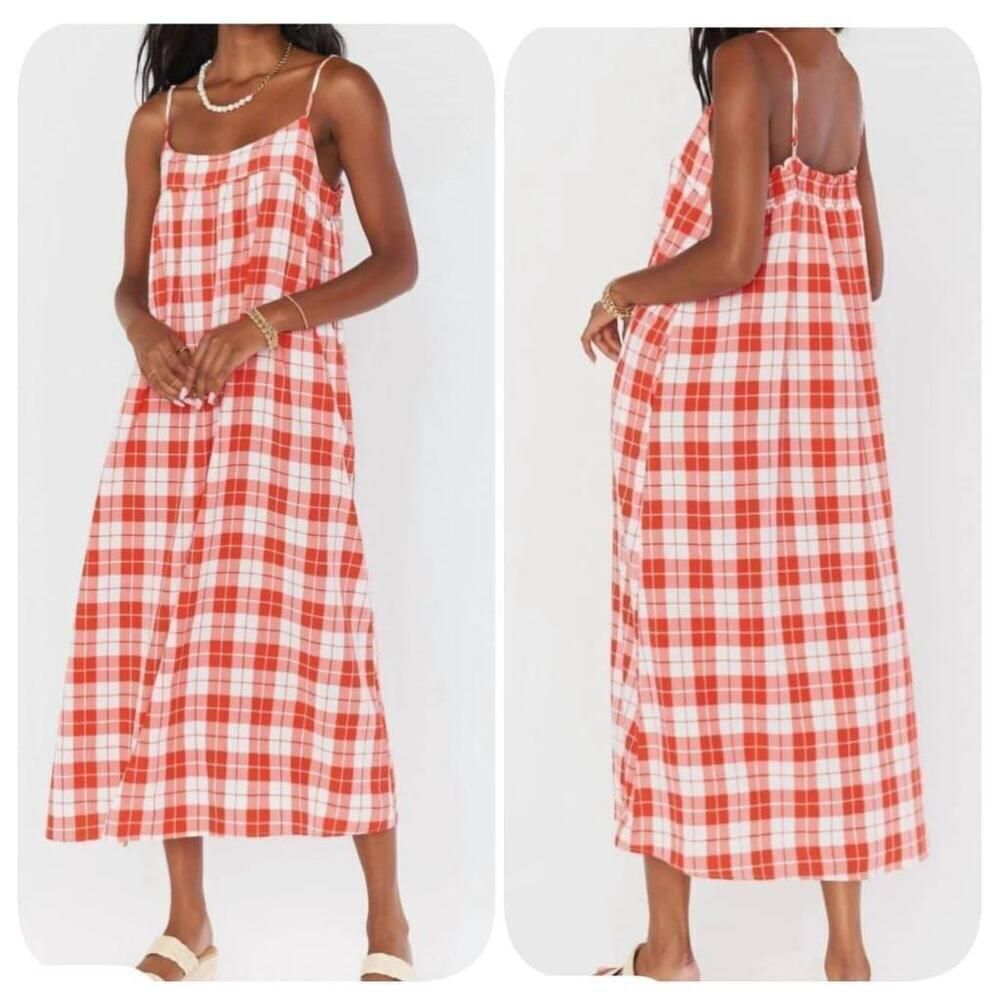 Show Me Your MuMu Oasis Midi Dress In Picnic Plaid Sz XL